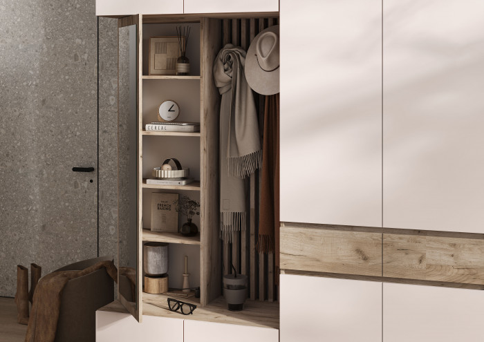 Модульная прихожая Роджина, Крафт серый/Кашемир