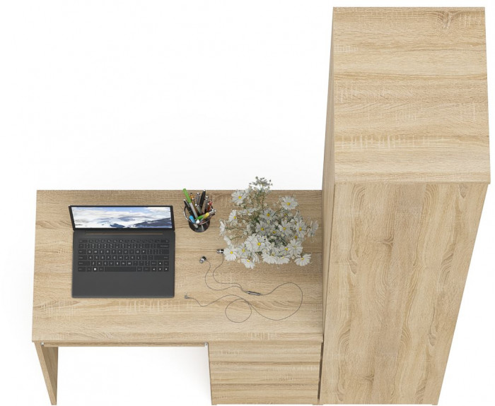 Мори Стол компьютерный МС-6 правый + Пенал МШ400.1, цвет дуб сонома, ШхГхВ 130,4х50,4х209,6 см., выдвижные ящики справа, НЕ универсальная сборка