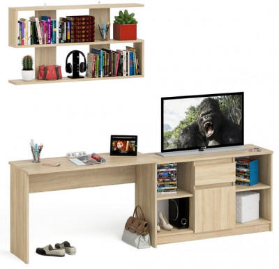Мори Стол письменный МСП1200.1 + Тумба МТВ1204.1 + Полка 1200, цвет дуб сонома, ШхГхВ 240,8х50х209,6 см., универсальная сборка