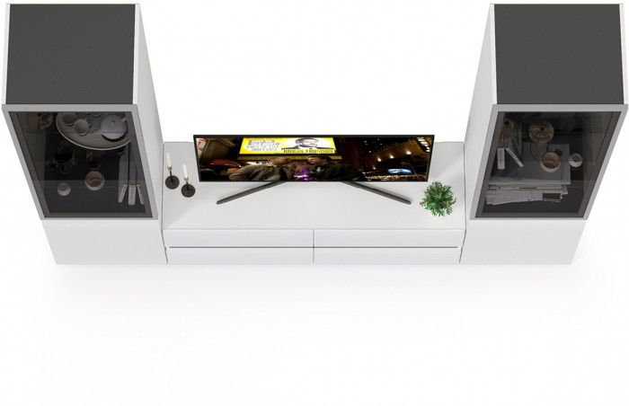 Сидней Комплектация № 011, корпус белый/чёрный/фасады МДФ белый глянец