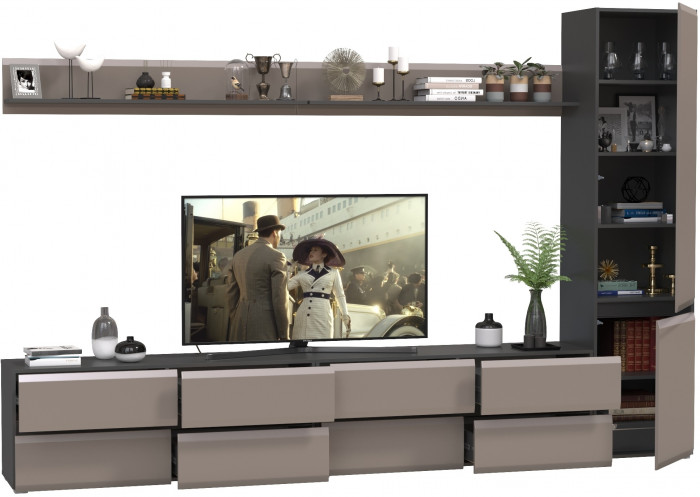 Сидней Комплектация № 100, корпус: антрацит/фасады: МДФ веллюто капучино