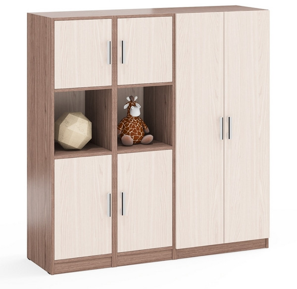 Шкаф С-МД-СК9Ш+Пенал С-МД-СК9П+Пенал С-МД-СК9П, ясень шимо светлый/ясень шимо тёмный