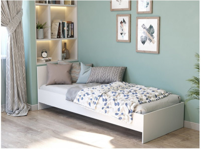 ЛАЙТ Кровать КР-001 (Прямоугольный щиток) 840 мм (Белый)