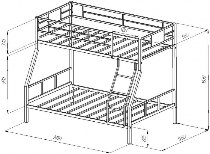 Двухъярусная кровать Гранада 1КВ (ясень шимо темный, Черный)
