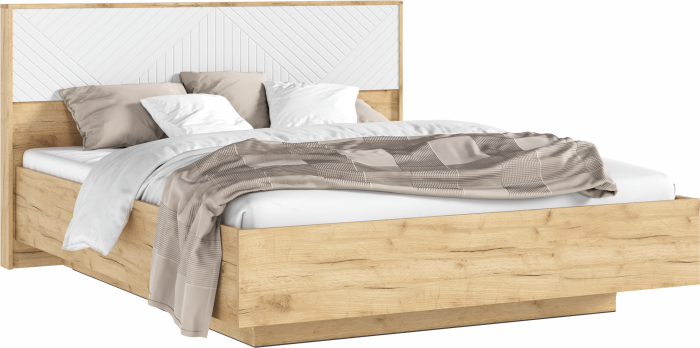 Флэш Кровать парящая с ортопедом металл 160 с подсветкой, крафт/браш вайт