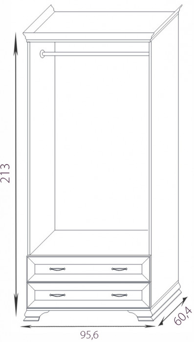 Шкаф распашной двухдверный Сиена