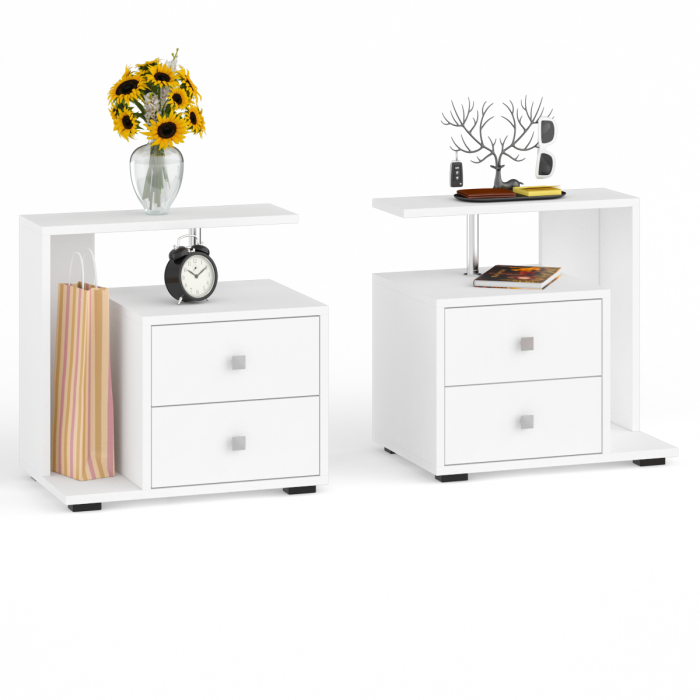 Камелия Кровать с ящиками 1200 + две тумбы, цвет белый, ШхГхВ 236х217х78,2 см., сп.м. 1200х2000 мм., без матраса, основание есть