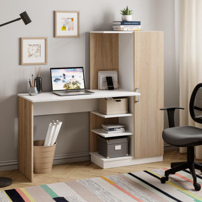 Компьютерный стол &quot;Бейсик&quot; дуб сонома/белый