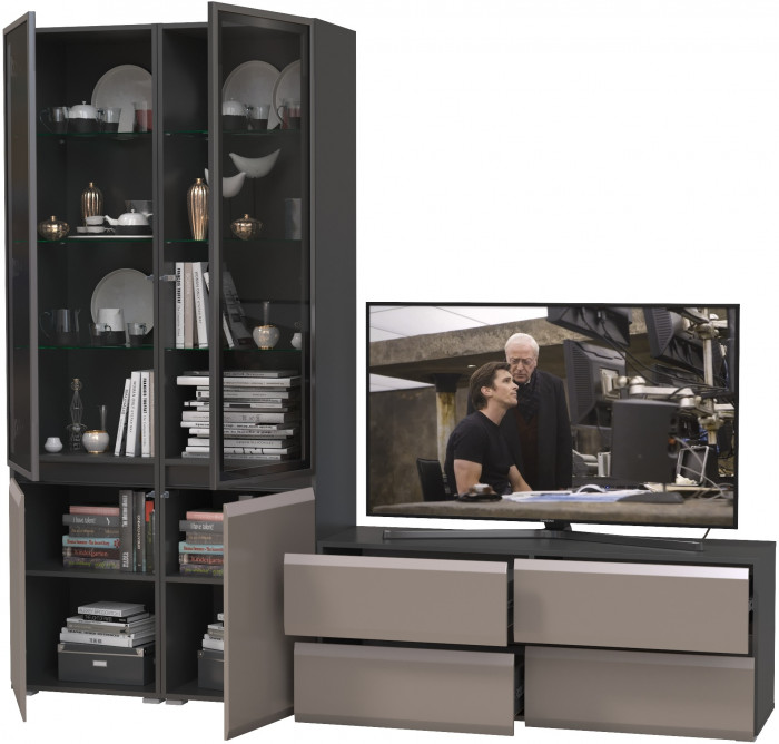 Сидней Комплектация № 011, корпус: антрацит/фасады: МДФ веллюто капучино