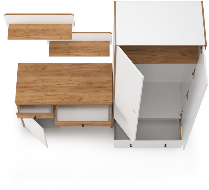 Вуди Компоновка № 19, белый премиум/дуб крафт золотой