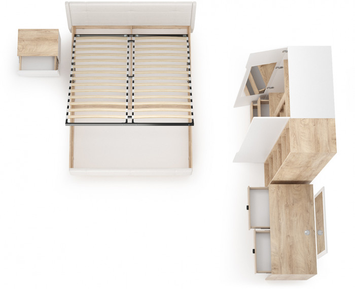 Муссон Спальня № 06, белый/дуб эндгрейн элегантный/искусственная кожа белая