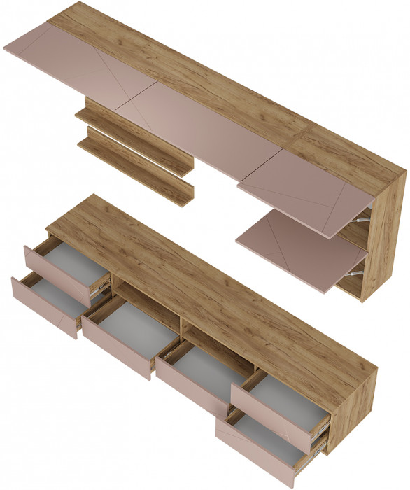 Гостиная Камелия ГС-01, Крафт, Шарли пинк