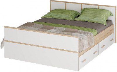 "Сакура" кровать 1,6м LIGHT (1750х860х2034) дуб сонома/белый