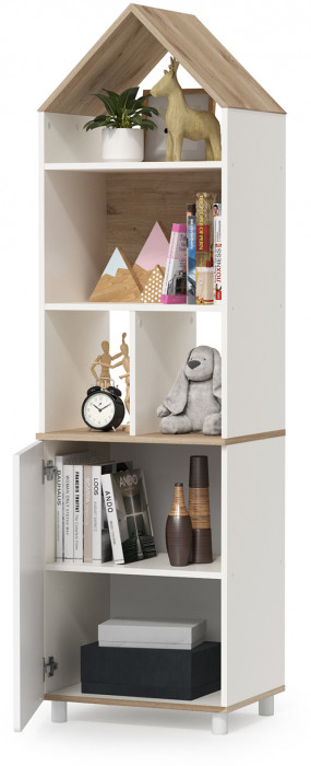 Эйп 13.14 Шкаф комбинированный, цвет белый/дуб белый, ШхГхВ 53х41,5х183,8 см., универсальная сборка