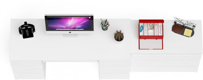 Мори компьютерный стол МС-2 + Комод МК800.1, белый