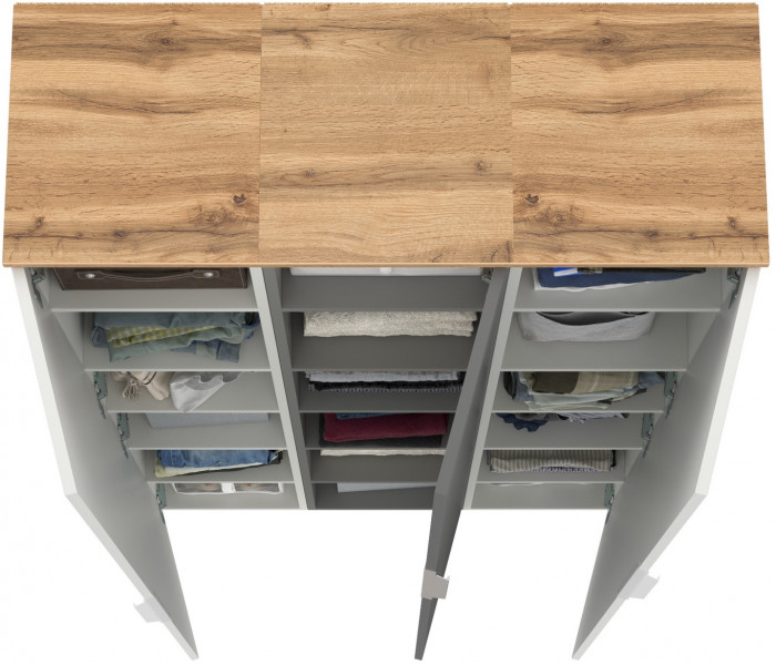 Октава Набор шкафов 49, цвет белый шагрень/серый графит/дуб крафт золотой/фасады МДФ белый шагрень/серый графит, ШхГхВ 96,6х35,3х197,6 см., ун. сб.