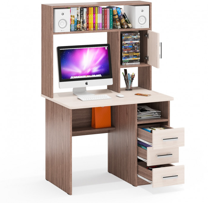 компьютерный стол С-МД-СК9, ясень шимо светлый/ясень шимо тёмный