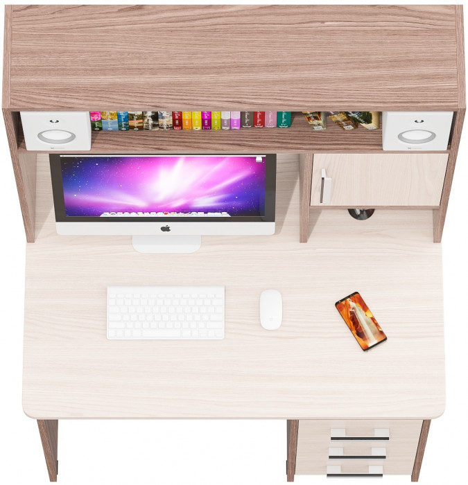 компьютерный стол С-МД-СК9, ясень шимо светлый/ясень шимо тёмный