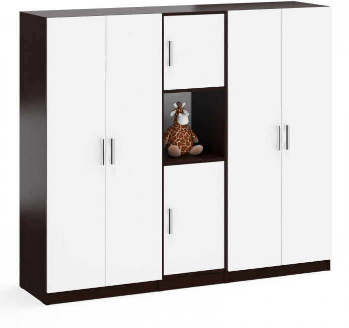 Шкаф С-МД-СК9Ш+Пенал С-МД-СК9П+Шкаф С-МД-СК9Ш, венге/белый шагрень