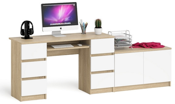 Мори компьютерный стол МС-2 + Тумба МА900.1, дуб сонома/белый
