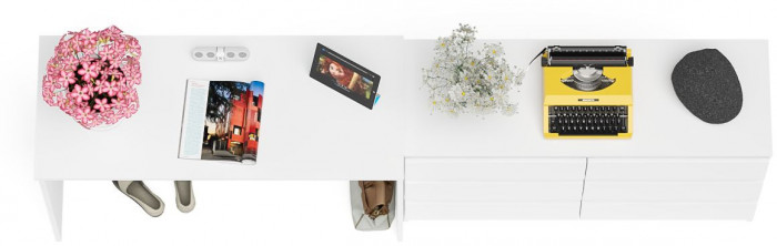 Мори письменный стол МСП1200.1 + Комод МК1200.6, белый