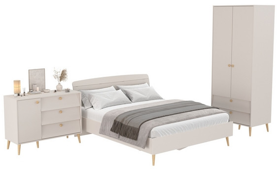 Афина Спальня 04-1600, цвет кашемир серый, сп.м. 1600х2000 мм., б/м, основание есть - фанера