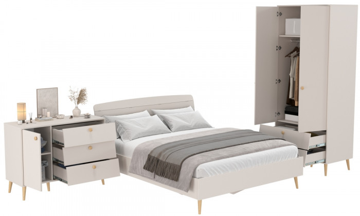 Афина Спальня 04-1600, цвет кашемир серый, сп.м. 1600х2000 мм., б/м, основание есть - фанера