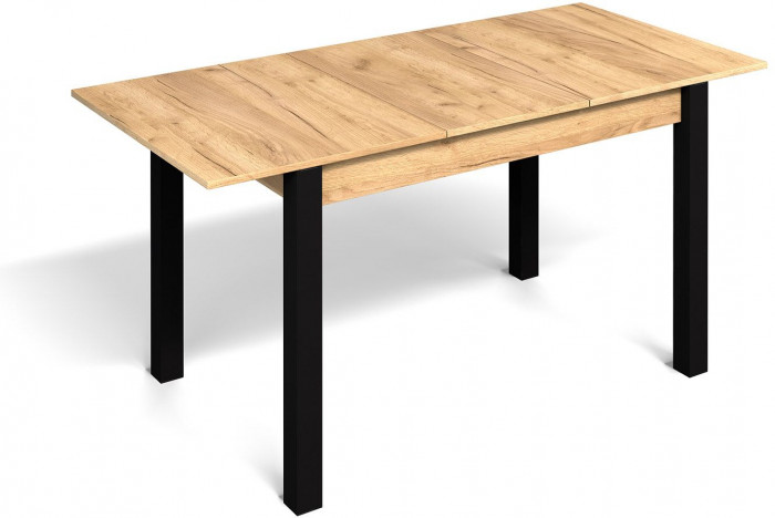 Стол раздвижной с вставкой Милан-3 Дуб Крафт золотой / Черный