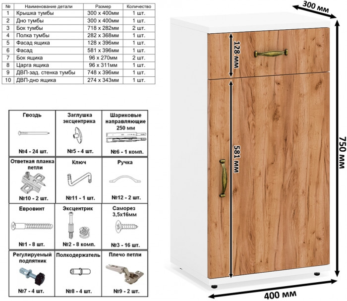 Лидер-8 Стол + Полка + Стол + Полка + Пенал МД 22Б + Тумба МД 3.15, цвет белый шагрень/крафт золото, 410х50х75/190 или 230х160/50х75/190, НЕ ун. сб.