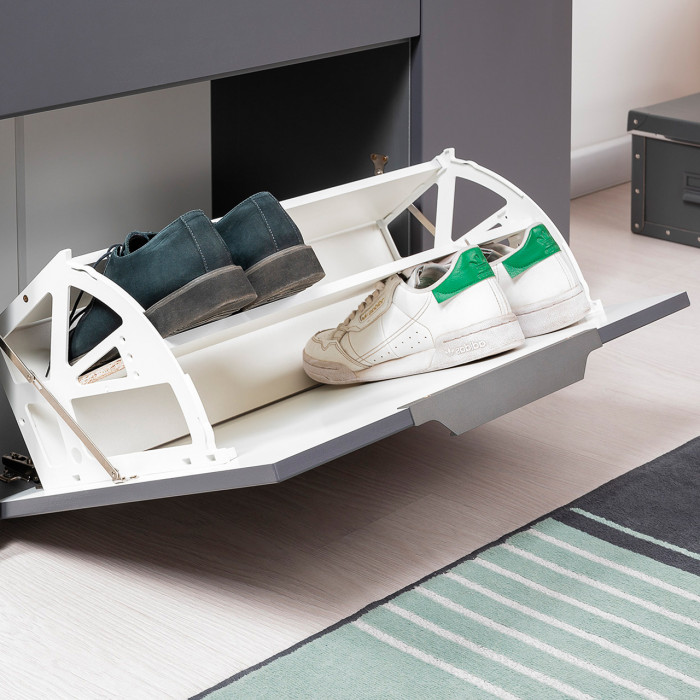 Октава Прихожая 21, цвет серый графит/дуб крафт золотой/фасады МДФ серый графит, ШхГхВ 161,5х35,4х197,6 см., универсальная сборка