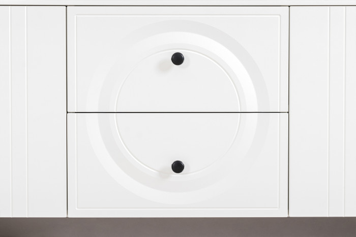 Валенсия Гостиная № 076, цвет ЛДСП белый шагрень/МДФ белый шагрень, ШхГхВ 272,2х38,3х225,2 см., универсальная сборка