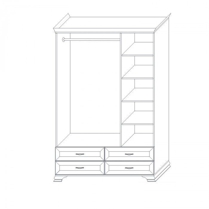Шкаф распашной трехдверный с зеркалом Сиена