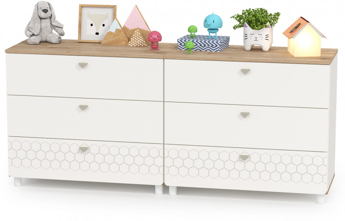 Эйп 13.322 Комод + 13.322 Комод, цвет белый/дуб белый, ШхГхВ 170х41,5х75 см.