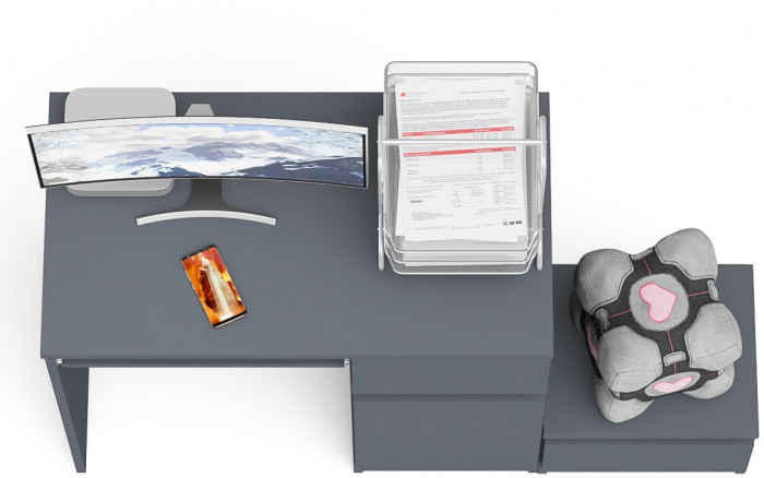 Мори Стол компьютерный МС-1 правый + Тумба ТМП400.1, цвет графит, ШхГхВ 130,4х50х76,6 см., выдвижной ящик справа, НЕ универсальная сборка