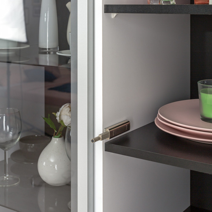 Сидней Комплектация № 013, корпус белый/чёрный/фасады МДФ белый глянец