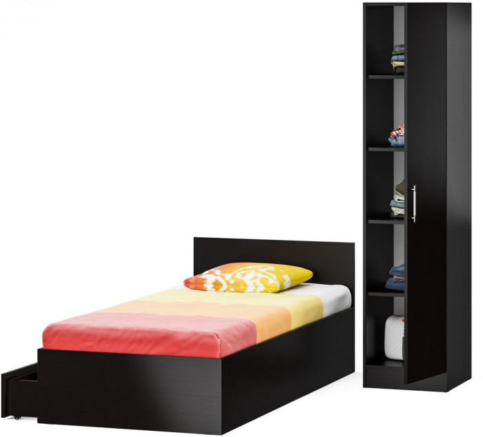 Кровать с ящиками 0900 + Пенал Стандарт, венге