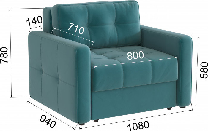 Кресло-кровать Брэй, Бирюза