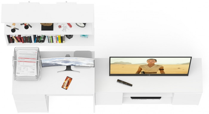 Мори компьютерный стол МС-1 левый + Тумба МТВ1200.1 + Полка 900, белый