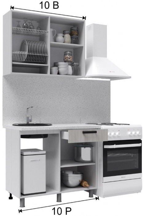 Кухонный гарнитур Григгс 1,0м камень светлый/камень темный