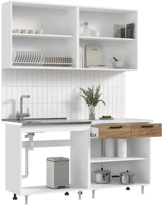 ЛДСП Кухня Рио NEW 1,6м дуб крафт (кастилло темный)