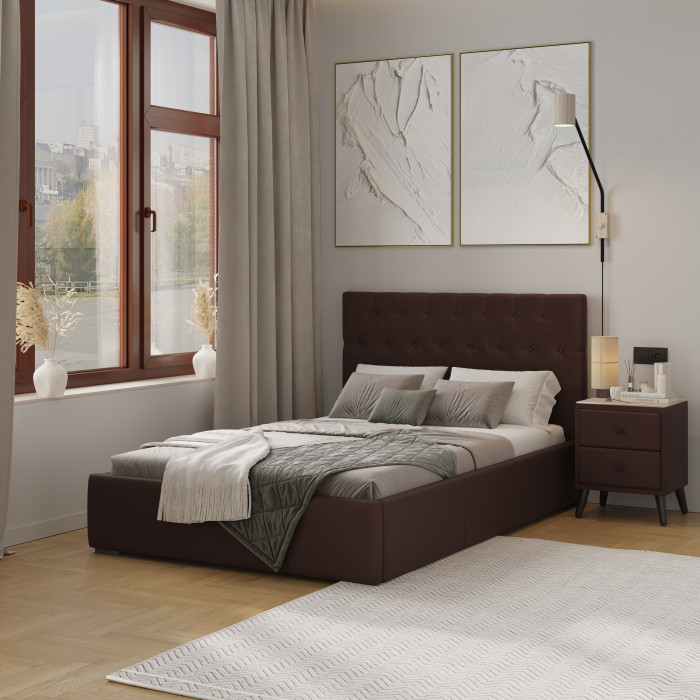 Октавия Кровать интерьерная 120 коричневый ромб, ортопед