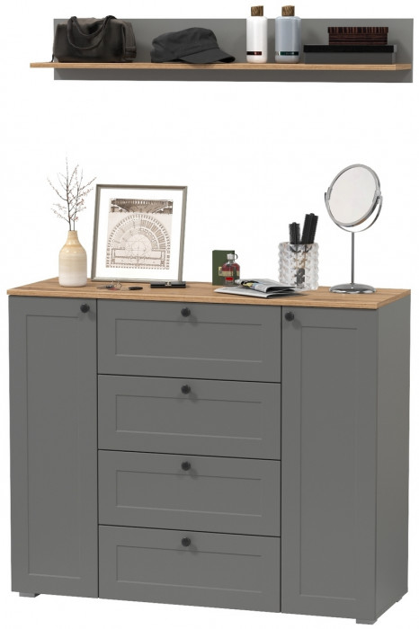 Остин Прихожая 72, цвет серый графит/дуб крафт золотой, ШхГхВ 120х41,9х160 см.