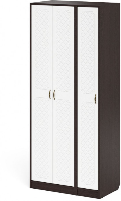 Прихожая П-6-500 Шкаф + Пенал, цвет венге/фасады МДФ белое дерево фрезеровка ромб, ШхГхВ 90х50х210 см., универсальная сборка