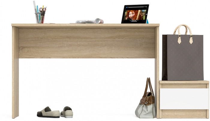 Мори письменный стол МСП1200.1 + Тумба ТМП400.1, дуб сонома/белый