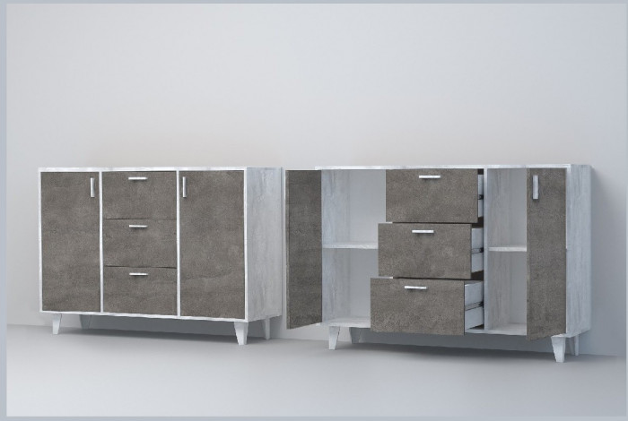 Эго Комод К-2 НГ (Глянец Белый/Дуб Крафт Золотой)