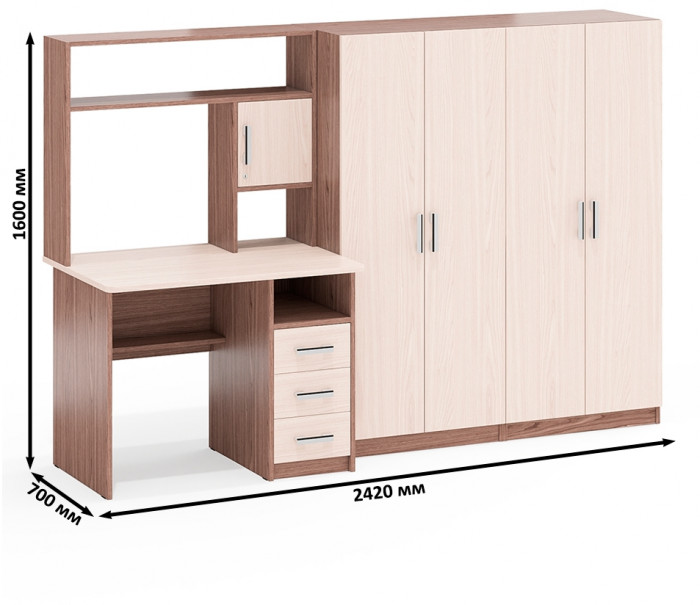 С-МД-СК9 Компоновка № 01, ясень шимо светлый/ясень шимо тёмный