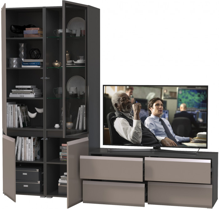 Сидней Комплектация № 013, корпус: антрацит/фасады: МДФ веллюто капучино