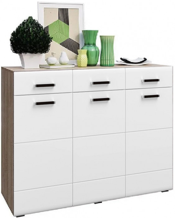 Нэнси NEW МДФ Комод (3дв.+3ящ.) (Белый глянец, Белый)