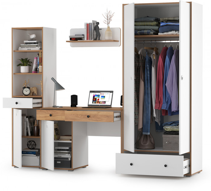 Вуди Компоновка № 22, белый премиум/дуб крафт золотой