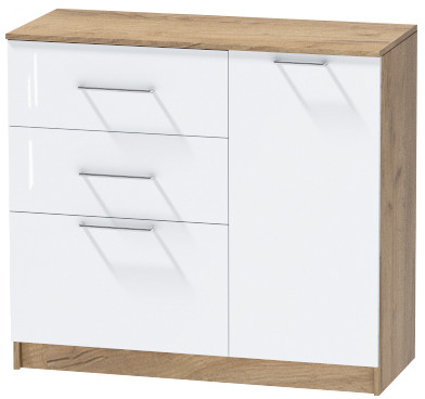 Комод №2 "Иннэс-7", Крафт золотой/Белый глянец